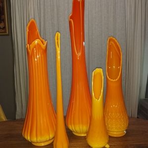 L E. Smith Mid Century Floor Vases